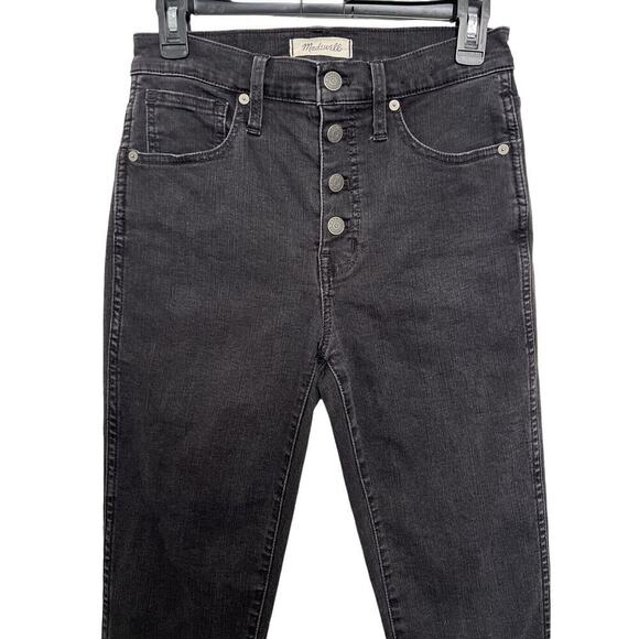 Madewell 10" High-Rise Skinny Jeans in Berkeley Black Women's 27 Tall Button Fly - Picture 3 of 9
